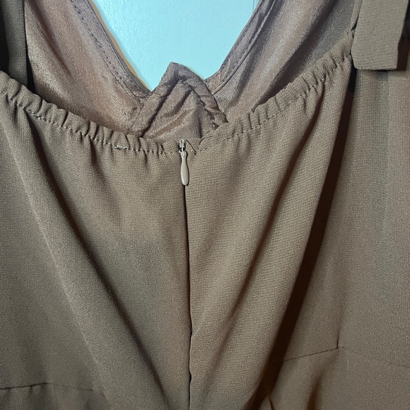 PrettyLittleThing One Shoulder Brown Dress - Picture 4 of 12